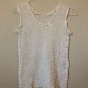 Issey Miyake translucent white scrunchy top